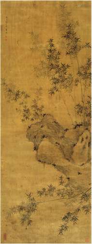 薛素素（1573～1620） 1600年作 竹石图 立轴 水墨绫本