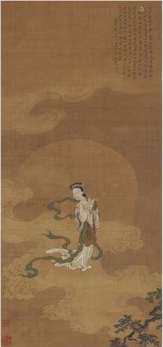 冯箕（清） 1821年作 月宫嫦娥图 立轴 设色绢本