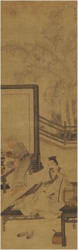 苏六朋（1798～1875） 书床闲憩图 立轴 设色绢本