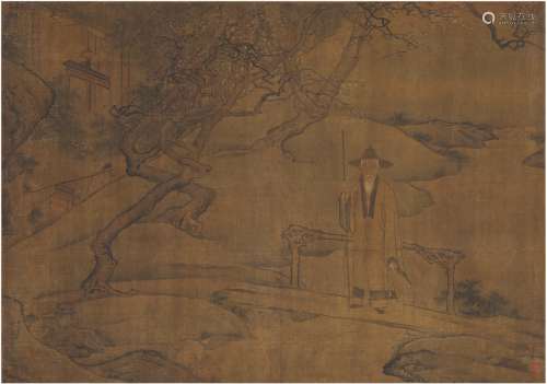 袁耀（？～1780后） 1756年作 策杖高士图 镜片 设色绢本