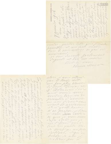 1918年1月7日作 莫奈 有关出售作品的亲笔信