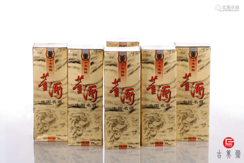 1999年.中国贵州遵义董酒厂酿制41度正装“十年陈酿”董酒6瓶