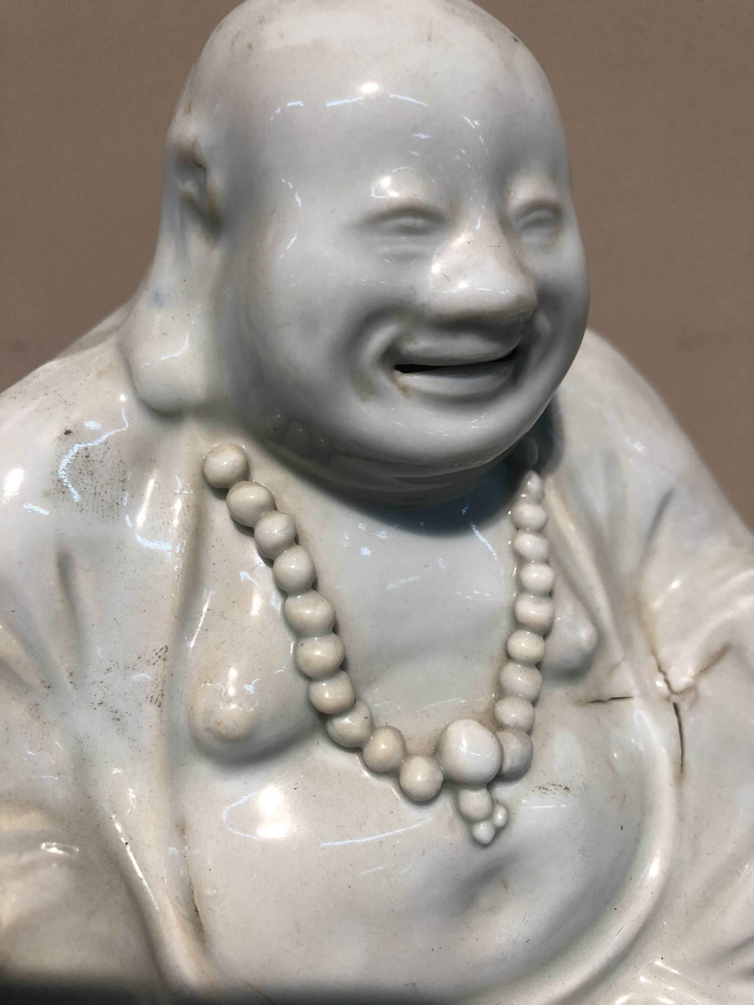清代末期徳化窯白釉弥勒佛座像雕塑弥勒佛塑雕弥勒佛白瓷布袋尊像WWTT021-