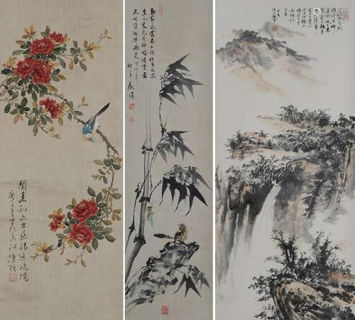 (3) Chinese Paintings Liu Qi, Pan Wei, Chen Yu