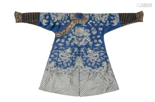 Blue & Gold Embroidered Robe, Early 19th C.
