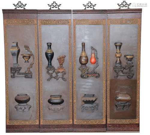 (4) Hanging Panels of Vases, Late Qing Dynasty