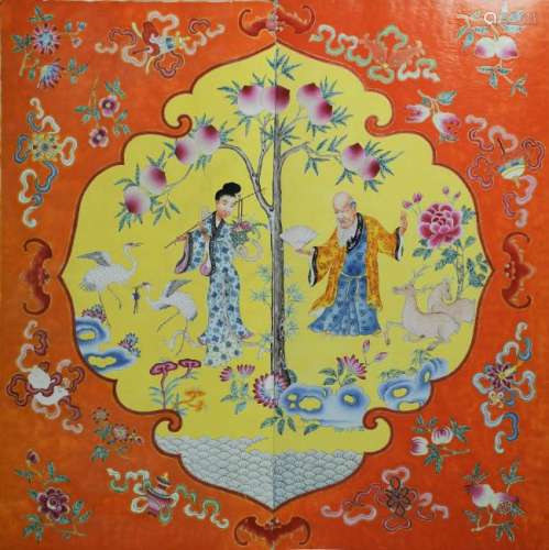 Large Pair Chinese Famille Rose Plaques, Republic