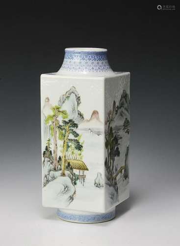 Chinese Porcelain Square Cong Vase, Republic