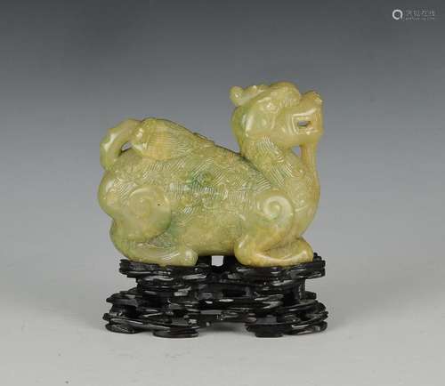 Chinese Jade Qilin w/ Stand, 19th Century