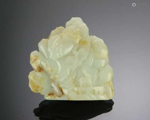 Chinese White Jade Carved Mountain, 19th Century