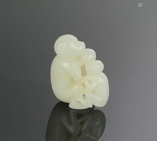 Chinese Jade Monkey Pendant, 18th Century