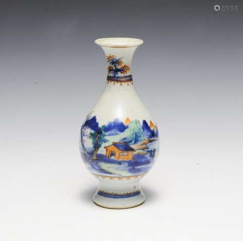 Chinese Porcelain Vase w/ Landscape 18th Century