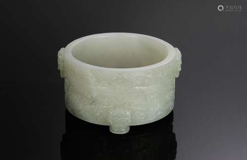 Chinese White Jade Tripod Censer, 19th Century