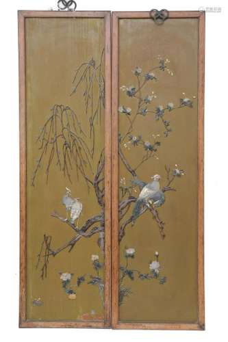 Pair of Huanghuali & Jade Panels, 19th Century