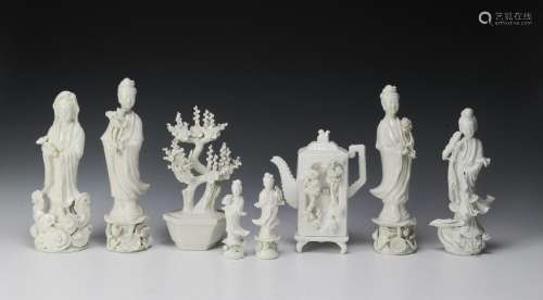 Group of 8 Chinese Blanc de Chine Figures