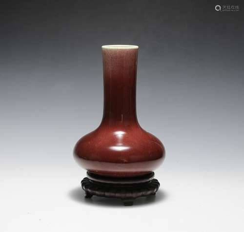 Chinese Red Glaze Vase w/ Stand, 19th Century