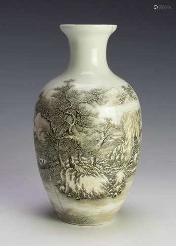 Chinese Snowy Landscape Vase, Republic Period