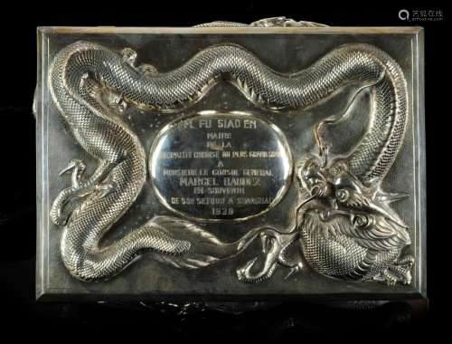 Silver Cigar Box Given to Marcel Baudez, 1939