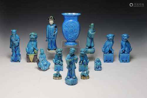(14) Turquoise Glaze Chinese Figurines
