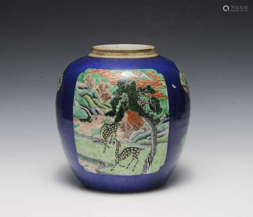 Chinese Blue Ground Ginger Jar, 19th Century