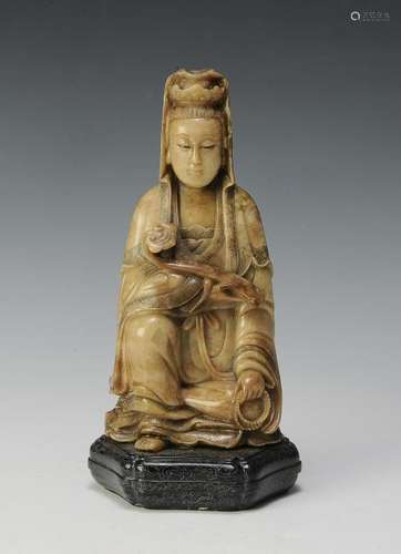 Chinese Carved Shoushan Stone Guanyin 18th Century