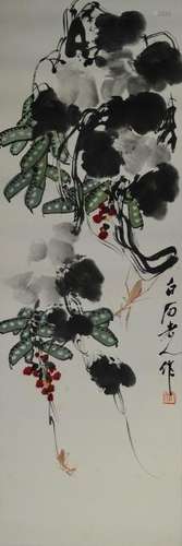 Painting of Peas & Insects attributed to Qi Baishi