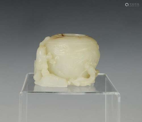 Chinese Carved Jade Brush Washer, 19th C.