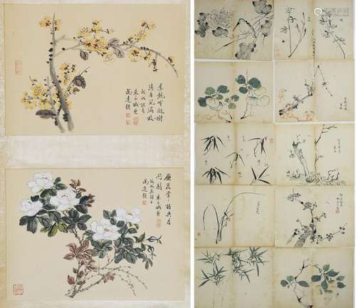 Set of 12 Old Chinese Paintings