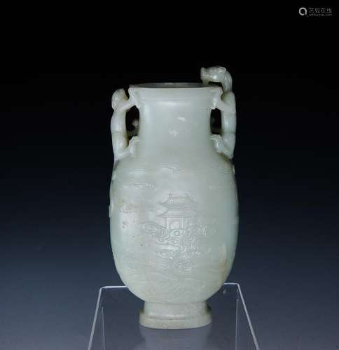 Chinese Carved White Jade Vase, 18th Century