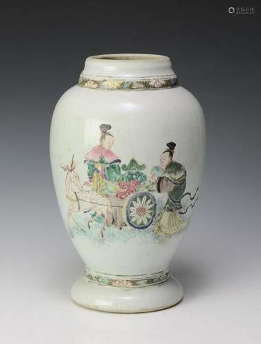 Chinese Famille Rose Vase w/ Ladies, 18th C.