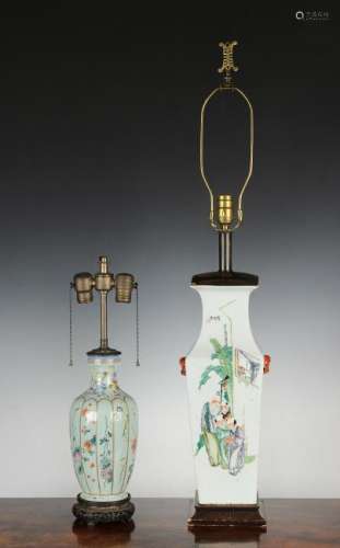 (2) Chinese Porcelain Lamps Late Qing Dynasty