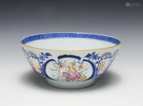 Chinese Export Blue & White Floral Bowl, 18th C.