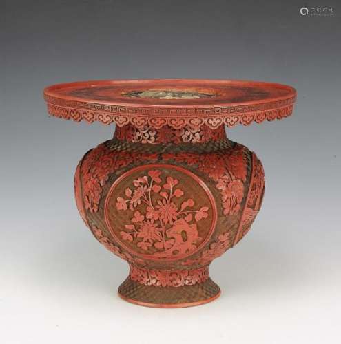 Chinese Cinnabar Vase, 18th-19th Century