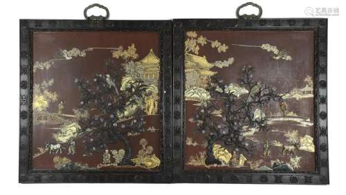 Pair of Inlaid Panels, 19th Century