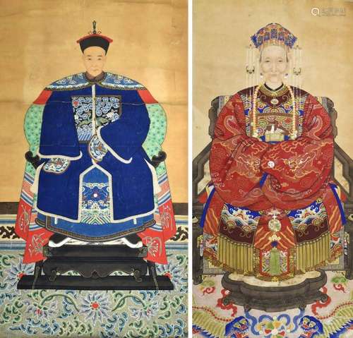 (2) Chinese Ancestor Paintings , Qing Dynasty