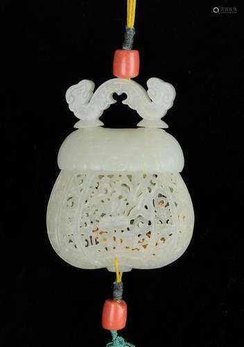 Chinese White Jade Censer Toggle, Qianlong