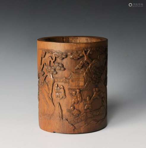 Chinese Bamboo Brush Pot, Early 20th C.