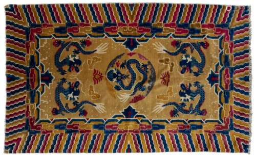 Chinese Dragon Carpet Late 19th - Early 20th C.