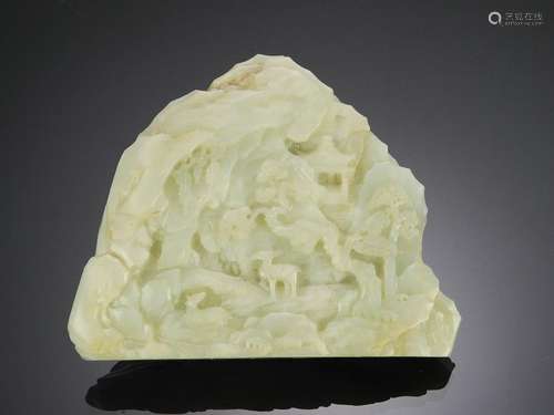 Chinese Jade Carving of Autumn Mountain, 18th C.