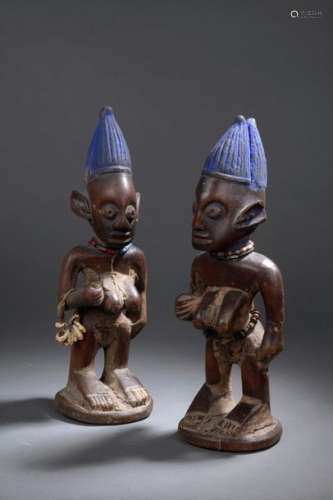 Couple de jumeaux Ibedji | Nigeria, Yoruba Bois sc...