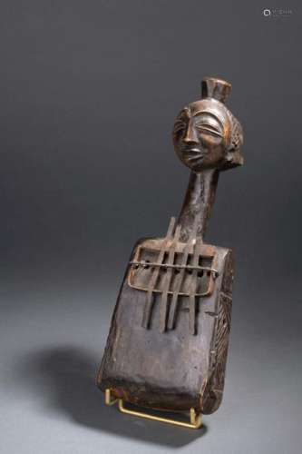 Sanza | Style du Congo Bois sculpté d'une tête fém...