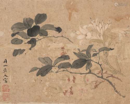 He Chong (1807 1875). Branche en fleurs. Pigments ...