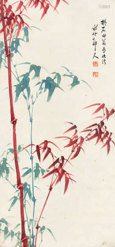 徐世昌（1854～1939） 红绿幽篁图 立轴 设色纸本