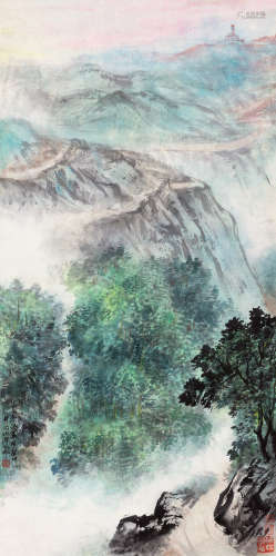 朱梅邨（1911～1993） 井冈山 立轴 设色纸本