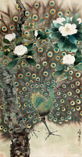 高奇峰（1889～1933） 木棉孔雀 镜片 设色纸本