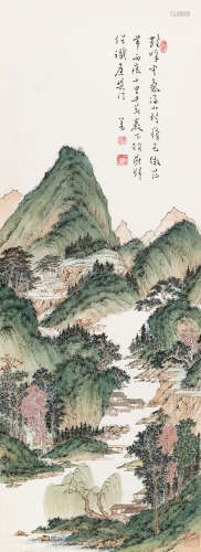 溥儒（1896～1963） 云峰满山村 镜片 设色纸本