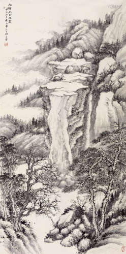 朱梅邨（1911～1993） 甲申（1944）年作 秋山空蒙 立轴 水墨纸本