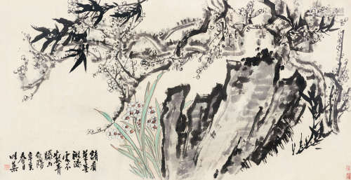 郭味蕖（1908～1971） 辛亥（1971）年作 三清图 镜片 设色纸本
