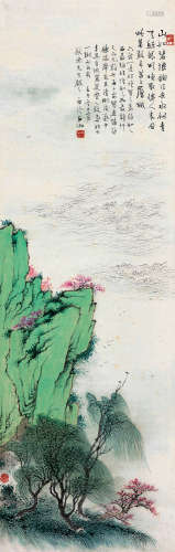 申石伽（1906～2001） 壬午（1942）年作 青天碧浪 立轴 设色纸本