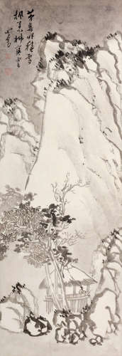 溥儒（1896～1963） 茅亭雪山 镜片 水墨纸本